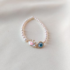 Royal Heart Pearl Bracelet 0.64 Grams, 18KT Gold