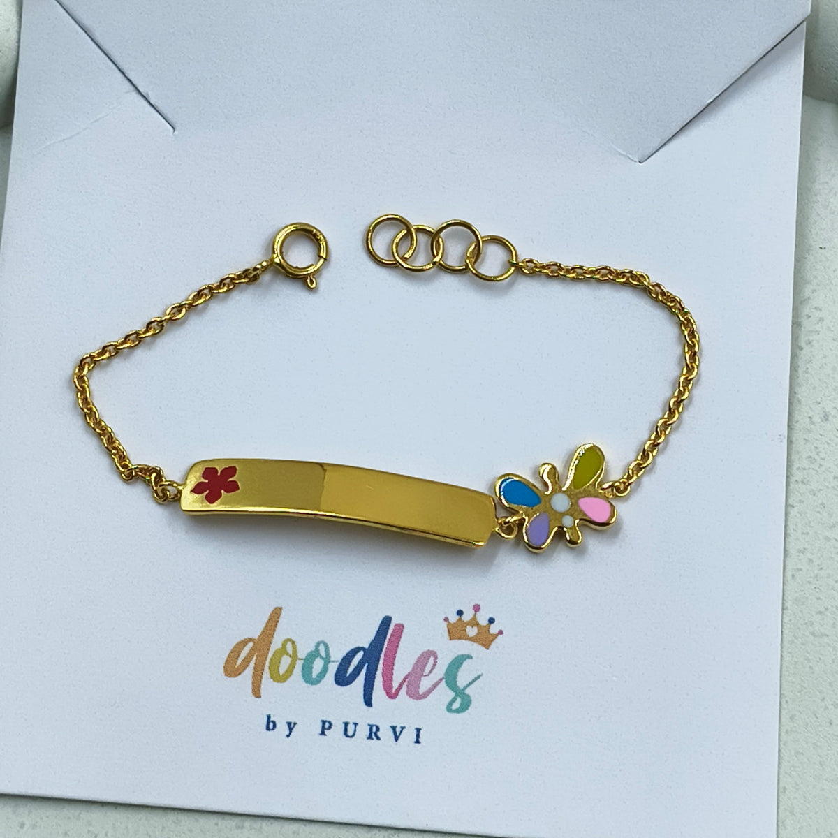 Floral Charm Bracelet 3.23 Grams, 18KT Gold