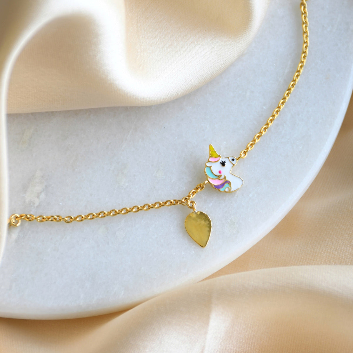 Magical Unicorn Charm Bracelet 2.78 Grams, 18KT Gold