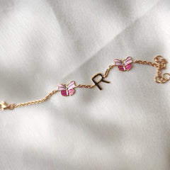 Personalized Butterfly Initial Bracelet 2.8 Grams, 18KT Gold