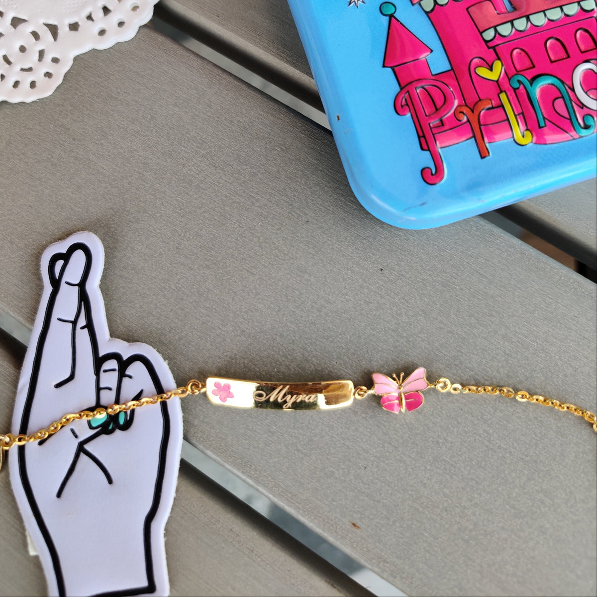 Custom Name Butterfly Bracelet 3 Grams, 18KT Gold