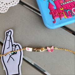 Custom Name Butterfly Bracelet 3 Grams, 18KT Gold