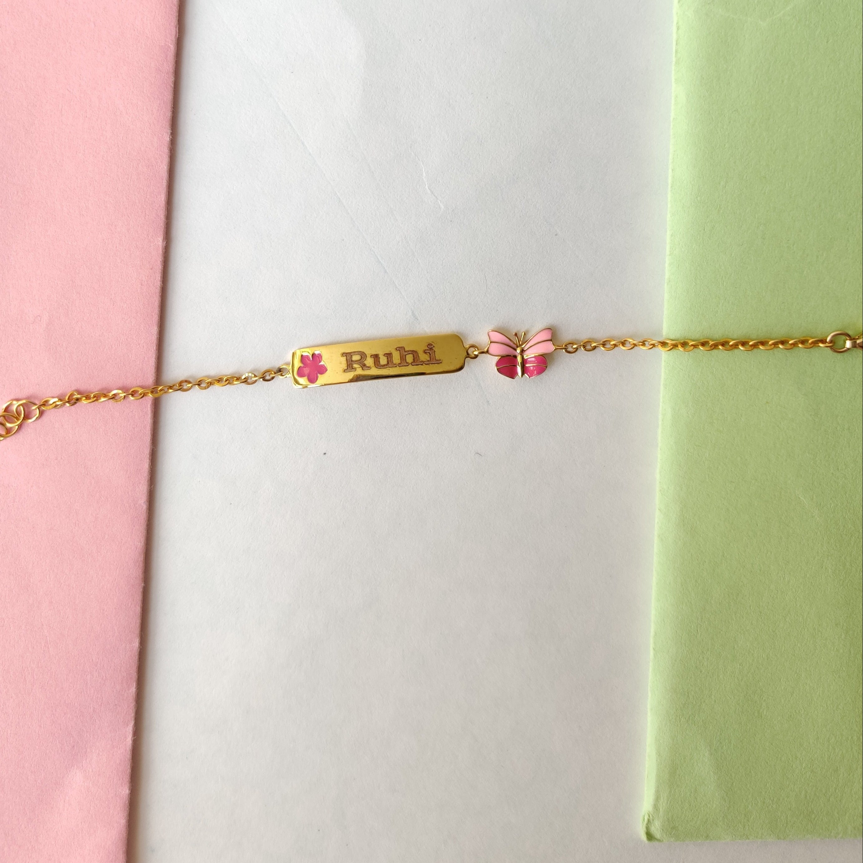 Custom Name Butterfly Bracelet 3 Grams, 18KT Gold