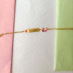 Custom Name Butterfly Bracelet 3 Grams, 18KT Gold