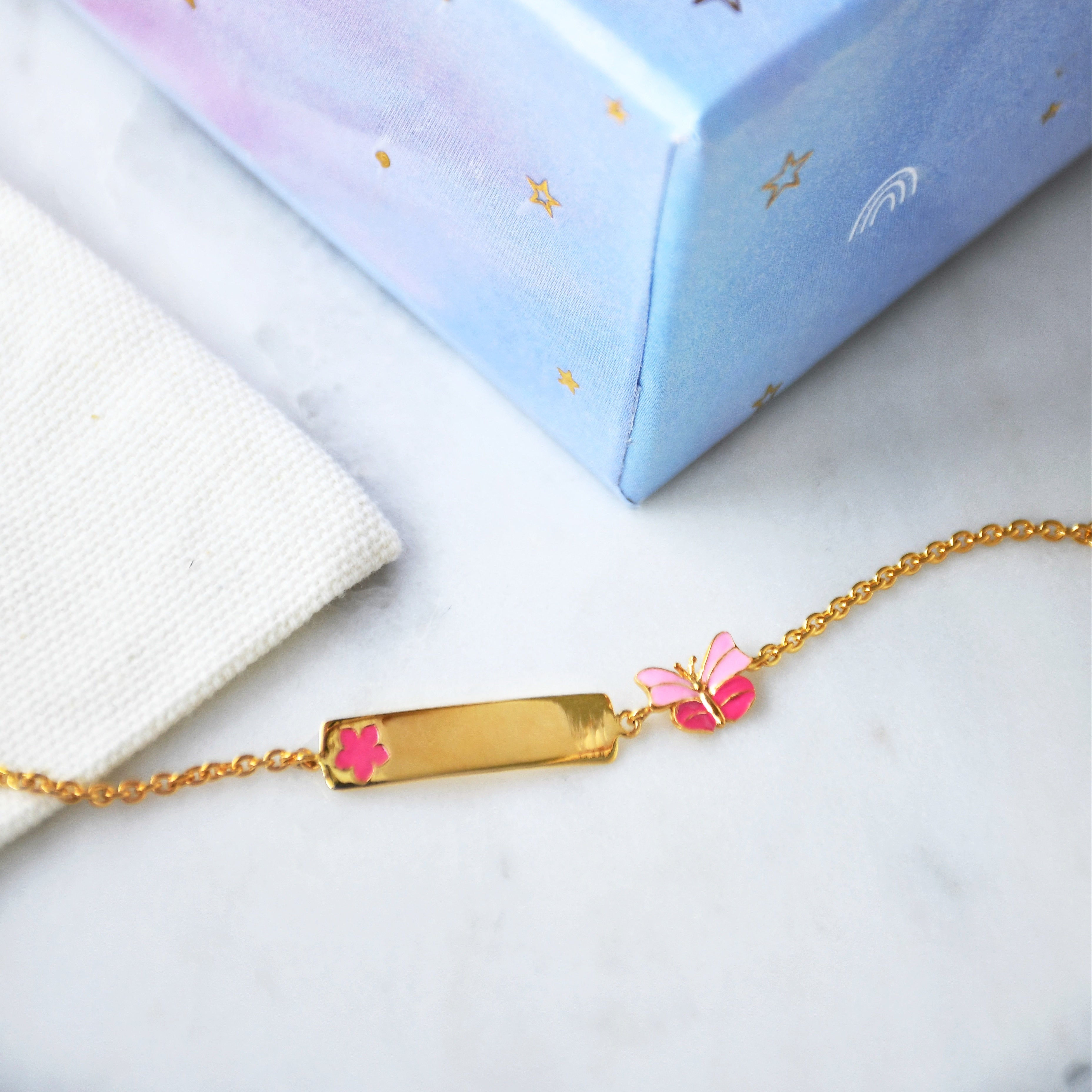 Custom Name Butterfly Bracelet 3 Grams, 18KT Gold