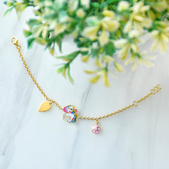 Rainbow Unicorn Charm Bracelet 3.5 Grams, 18KT Gold