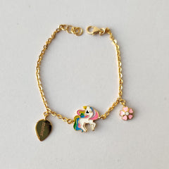 Rainbow Unicorn Charm Bracelet 3.5 Grams, 18KT Gold