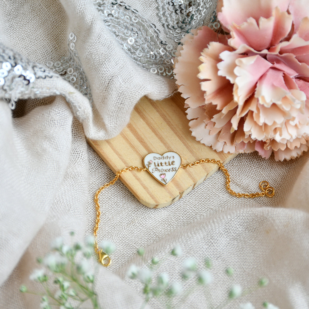 Heartfelt Message Bracelet – "Daddy’s Little Princess" 4 Grams, 18KT Gold