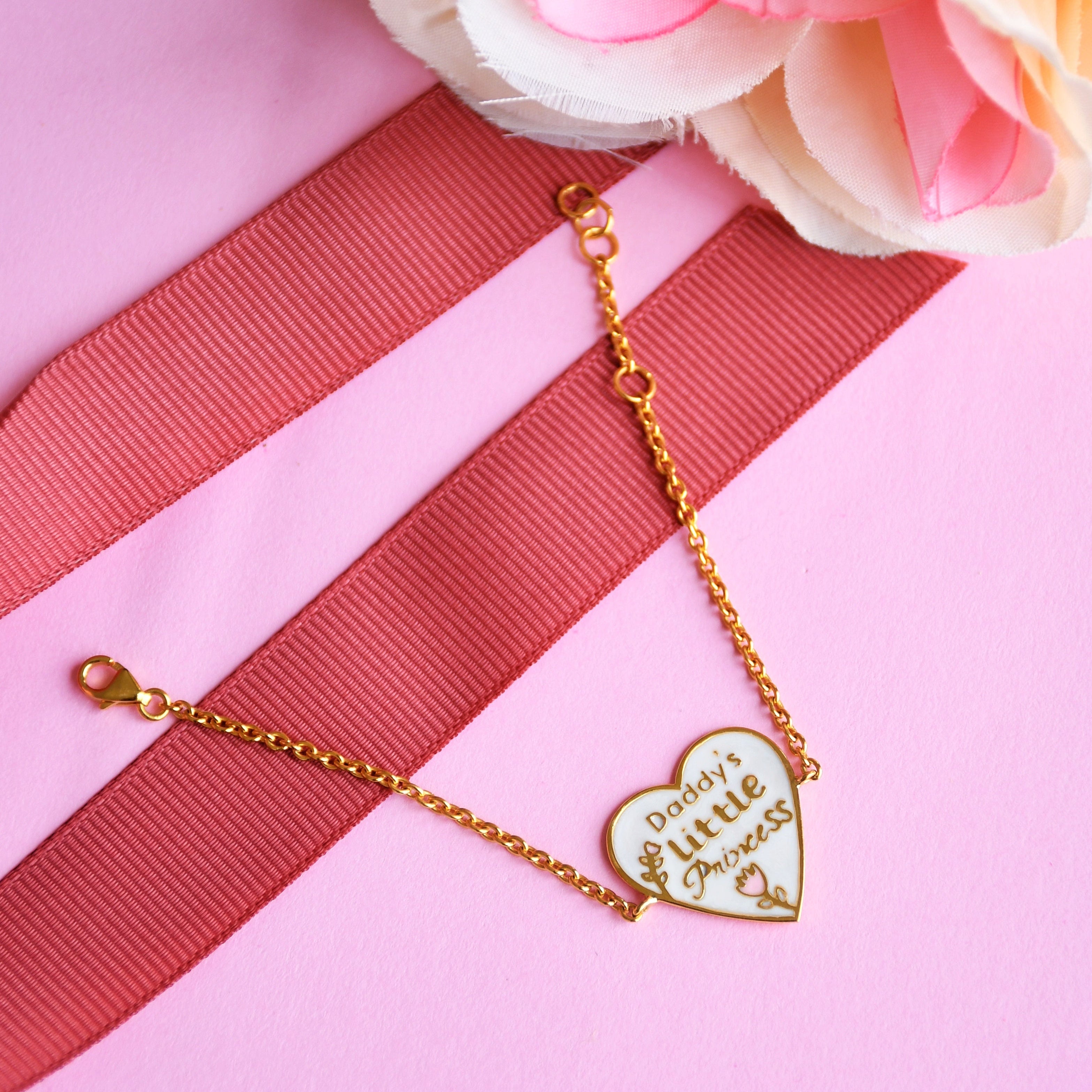 Heartfelt Message Bracelet – "Daddy’s Little Princess" 4 Grams, 18KT Gold