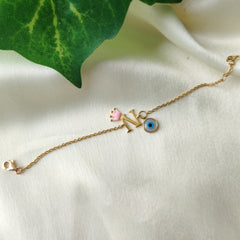 Royal Charm Evil Eye Bracelet 2.91 Grams, 18KT Gold
