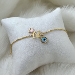 Royal Charm Evil Eye Bracelet 2.91 Grams, 18KT Gold