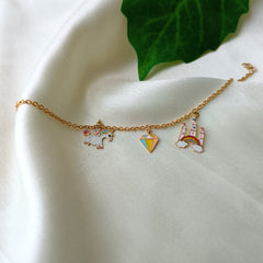 Unicorn Fantasy Charm Bracelet 3.38 Grams, 18KT Gold