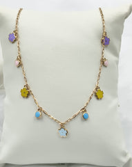 Flower Heart Charm Chain 3.11 Grams, 18KT Gold
