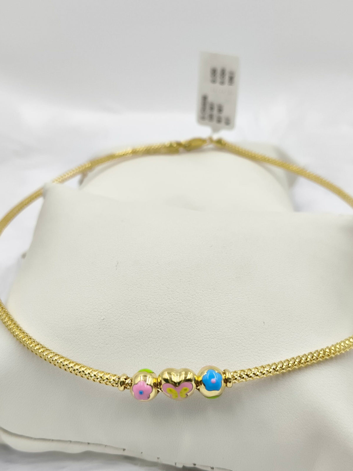 Butterfly Heart Flowers Ball Chain 6.55 Grams, 18KT Gold
