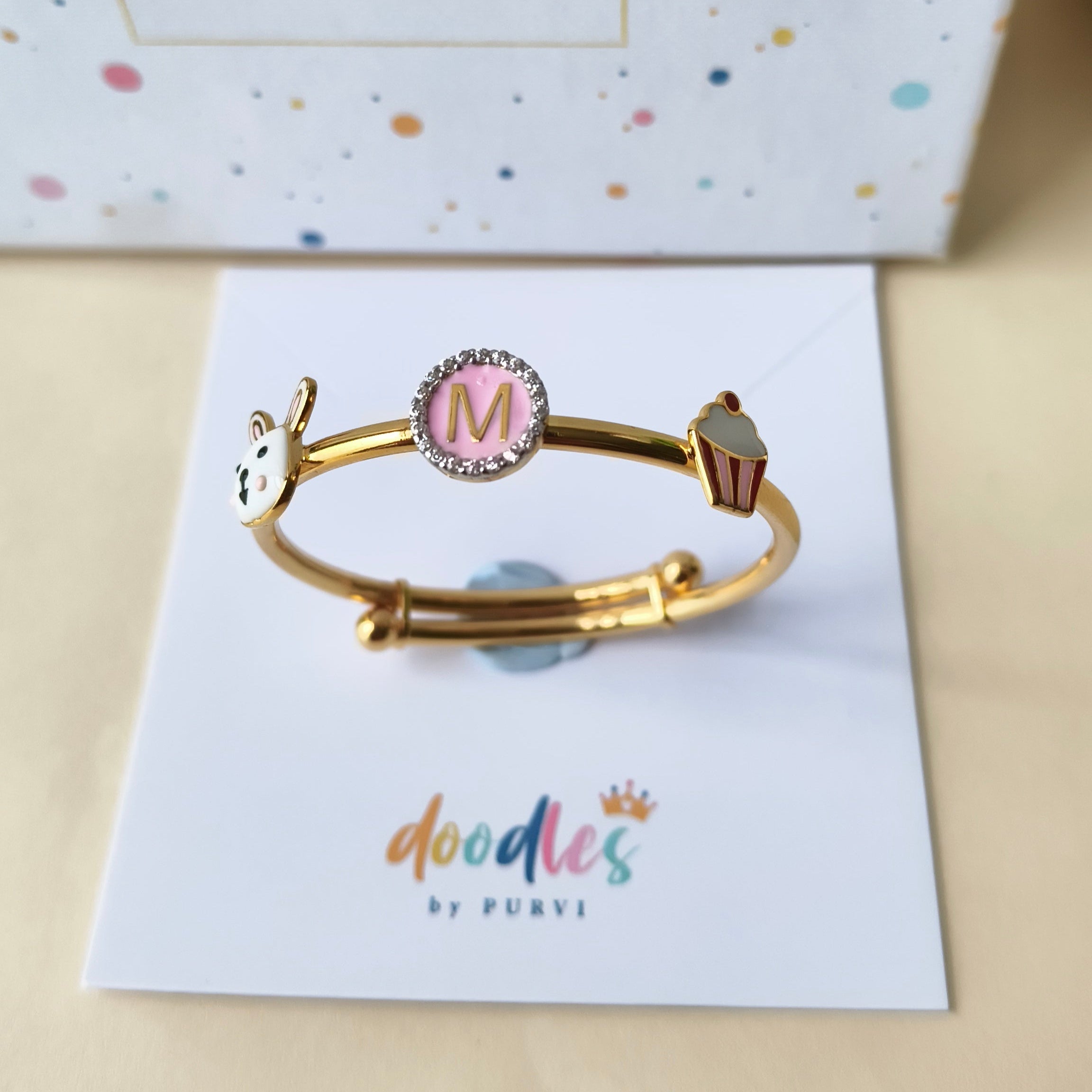 Personalized Bunny Bangle 5.79 Grams, 18KT Gold