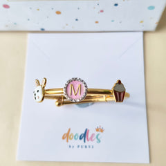 Personalized Bunny Bangle 5.79 Grams, 18KT Gold