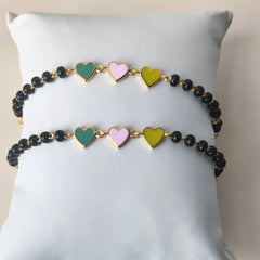 Tricolor Hearts Nazariya 4.22 Grams a Pair , 18KT Gold