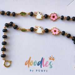 Bunny & Pink Flower Nazariya 3.29 Grams a Pair , 18KT Gold