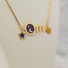 Sun,Moon and Stars Personalised Chain 8.55gm, 18KT Gold