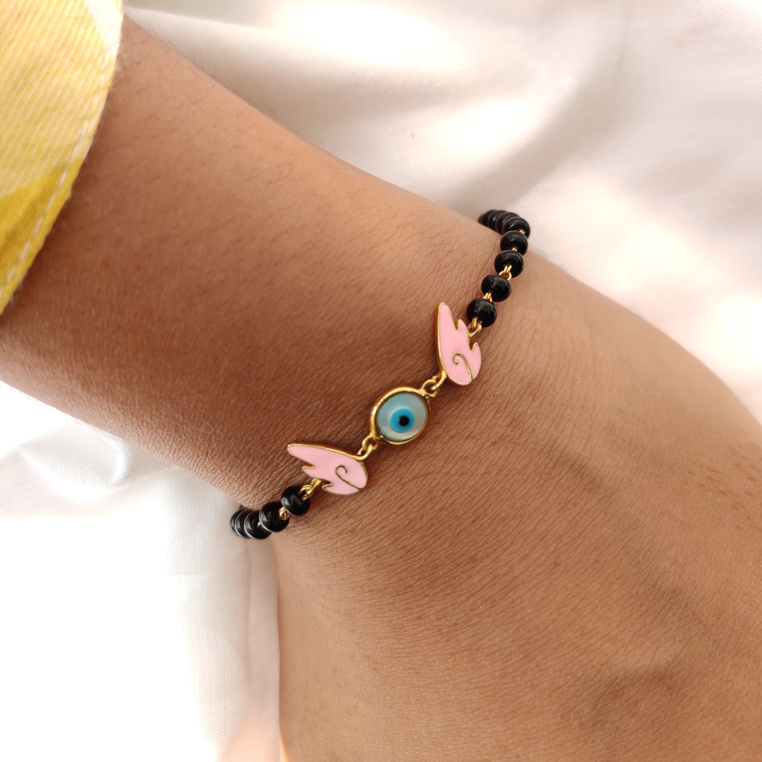 Evil Eye Angel Wings Hand Mangalsutra 4.5 Grams, 18kt Gold