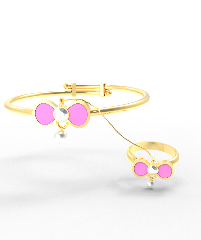 Bow Kada With Ring 8.5 Grams, 18KT Gold