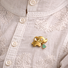 Luxury Gold Elephant Charm Brooch with Initial 1.80 Grams, 18KT Gold