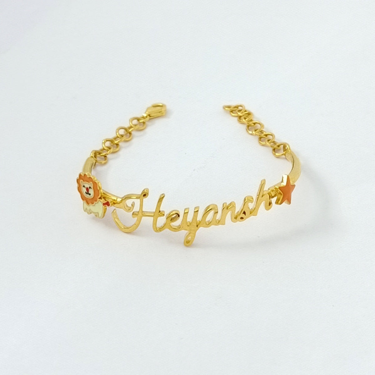 Personalised Kada With Lion Star 6.5 Grams, 18KT Gold