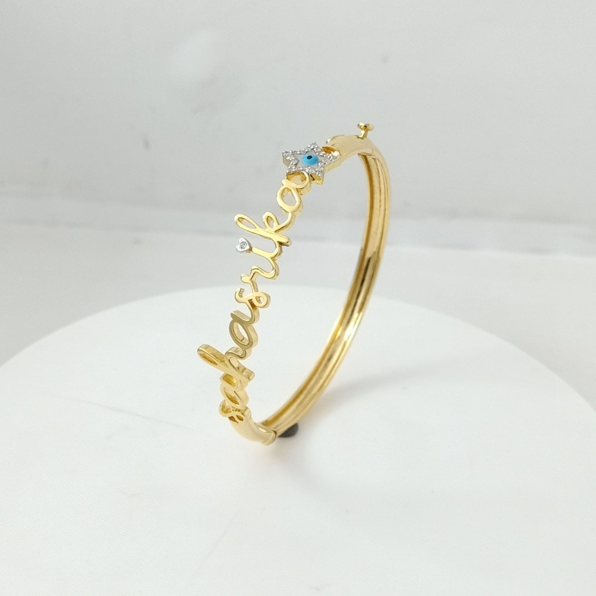 Personalize Kada With Evil Eye 9.5 Grams, 18KT Gold