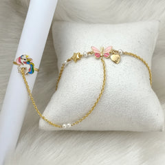 Butterfly and Unicorn Haath Phool 7 grams, 18KT Gold