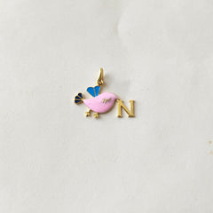 Bird Initial Pendant 1.21 Grams, 18KT Gold