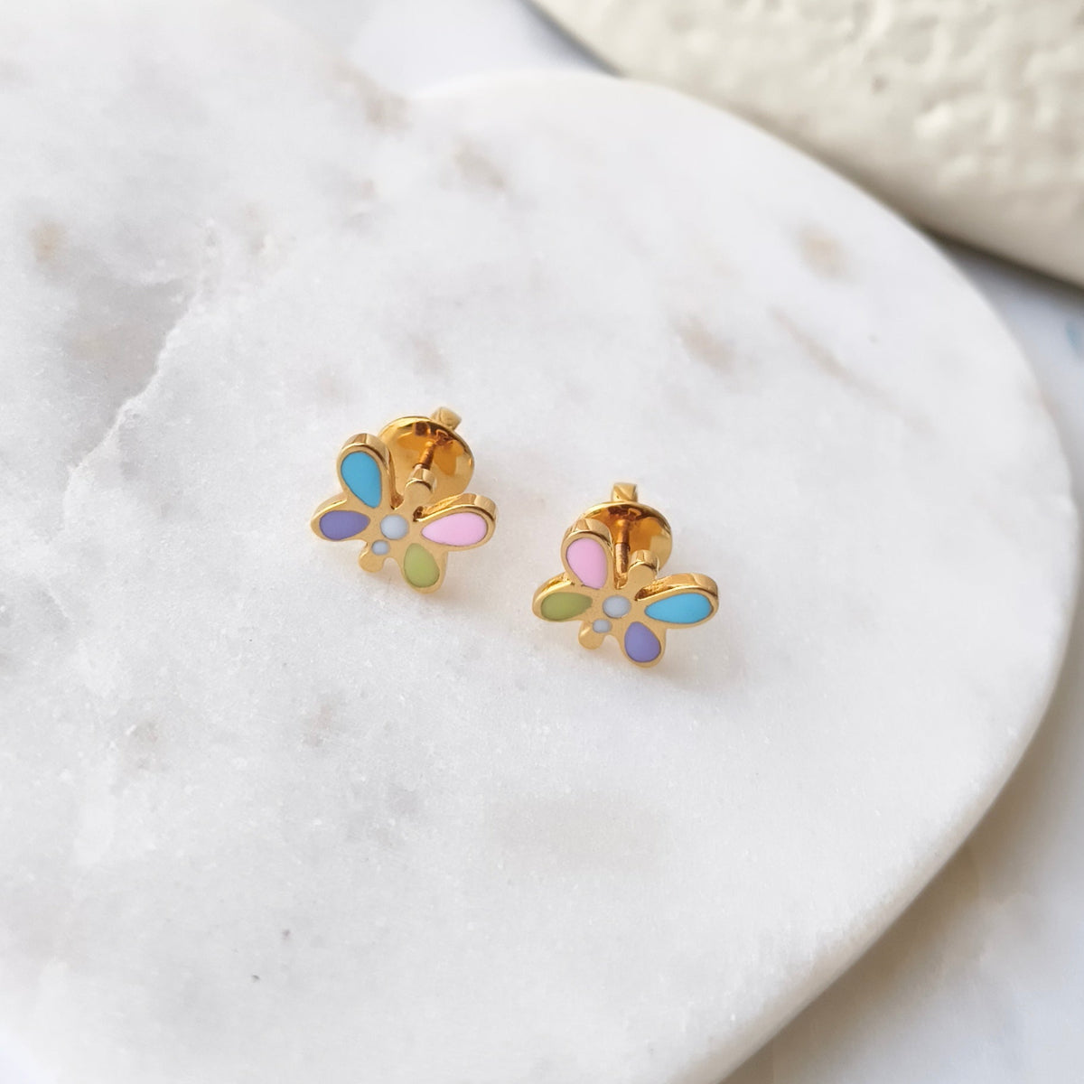 Flutter Pop Butterfly Earrings 2.54 Grams, 18KT Gold
