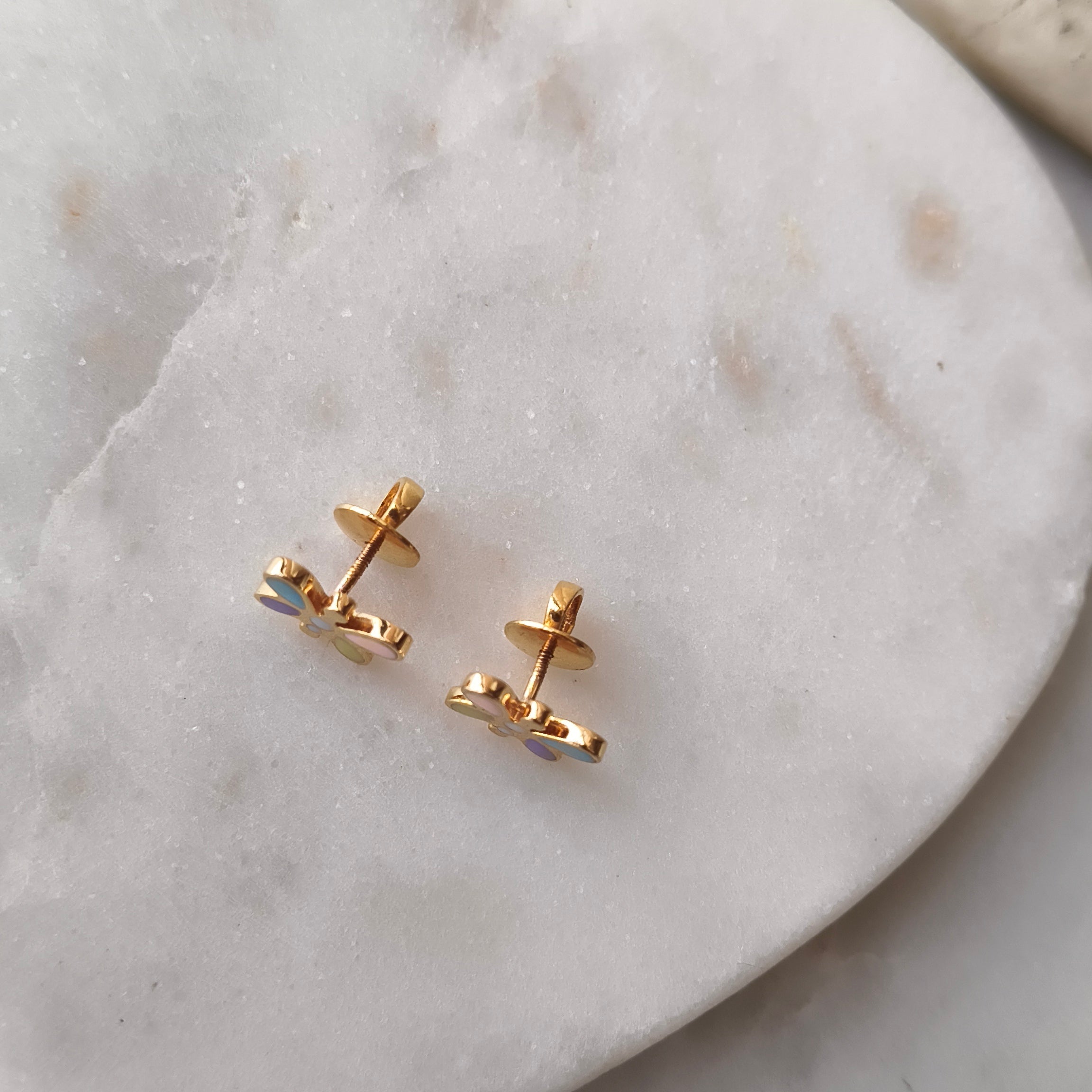 Flutter Pop Butterfly Earrings 2.54 Grams, 18KT Gold