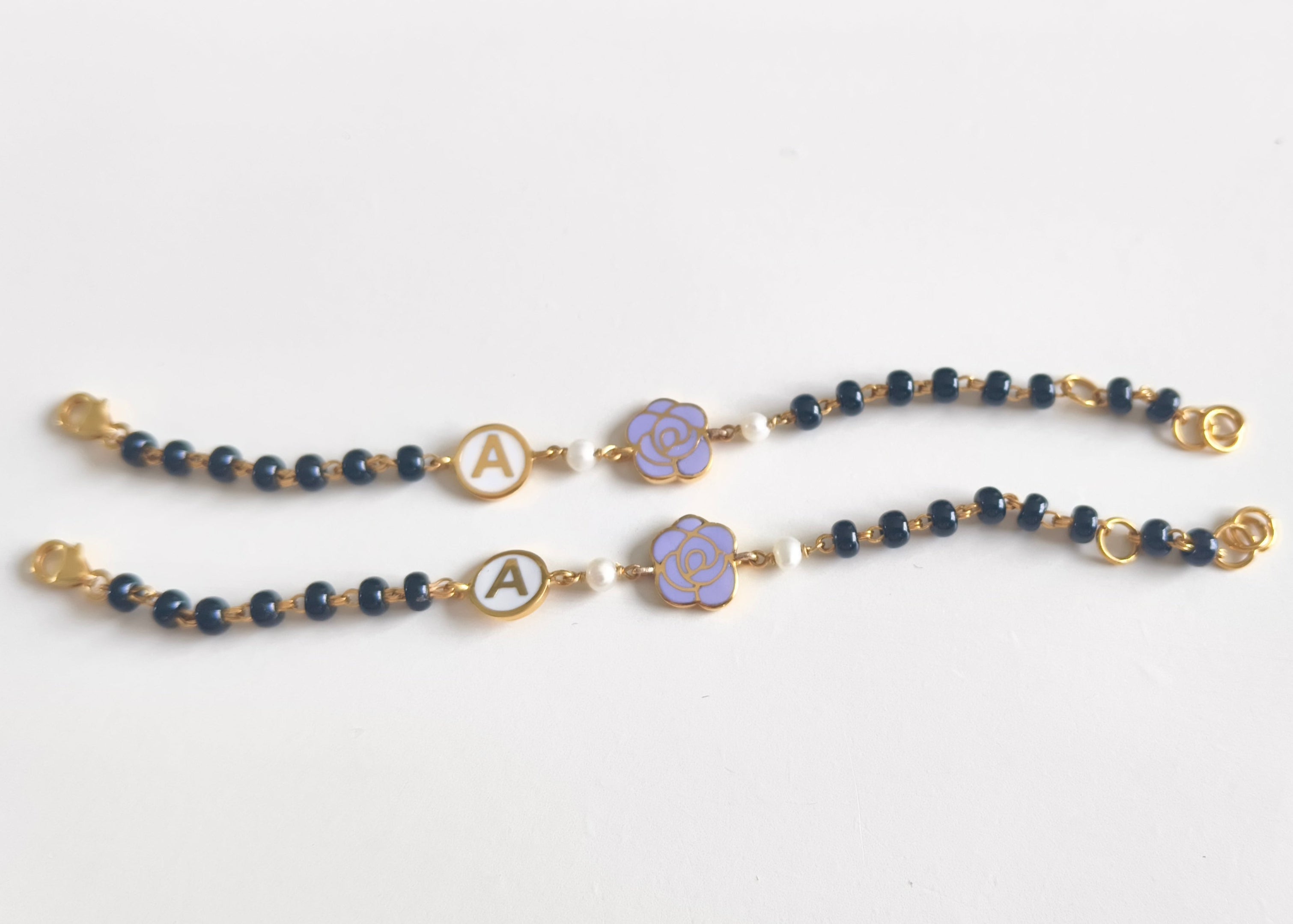 Rose With Pearl Initial Nazariya a Pair 5.25 Grams, 18KT Gold