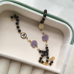 Rose With Pearl Initial Nazariya a Pair 5.25 Grams, 18KT Gold