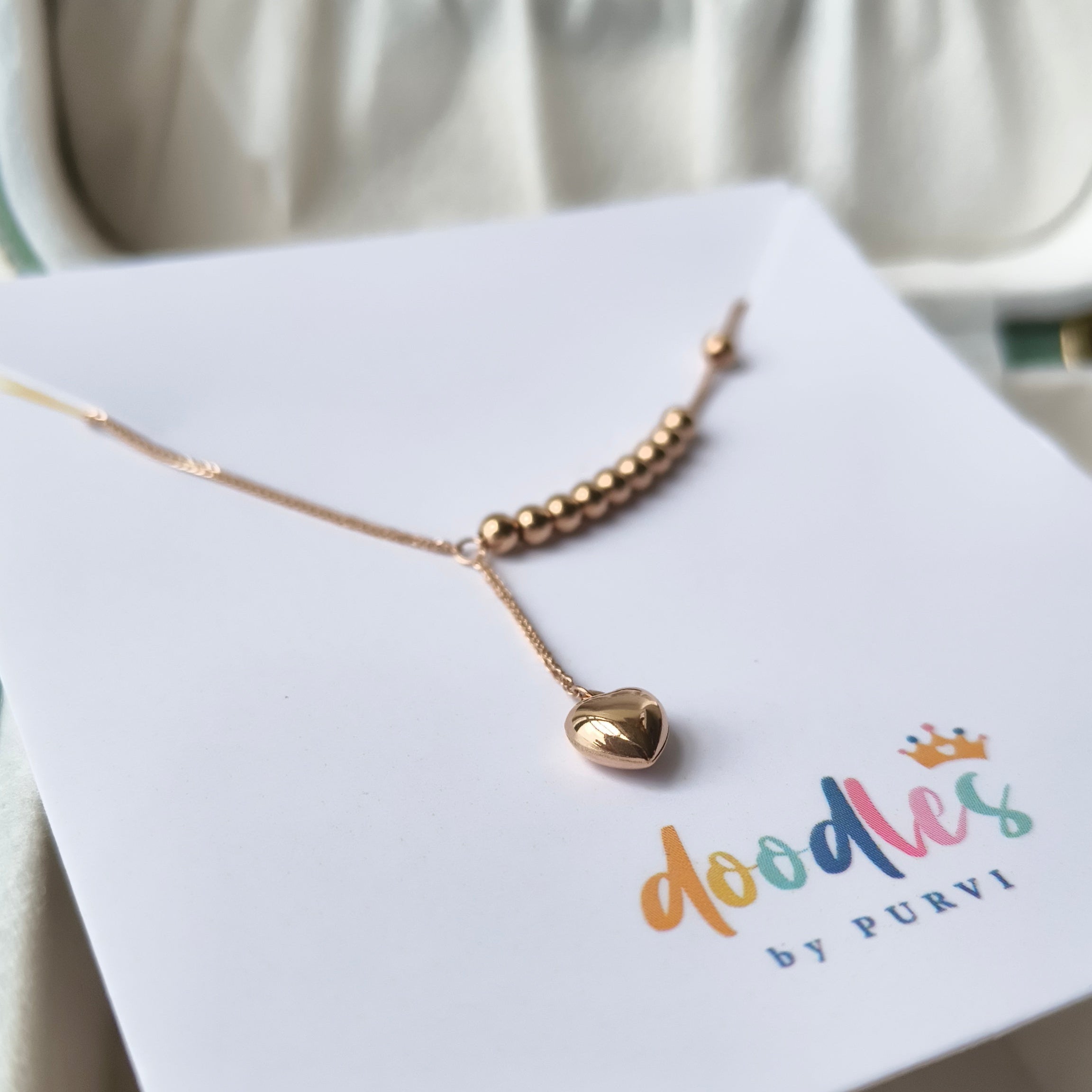 Rose Gold Bead Heart Bracelet 0.640 mg, 18KT Gold