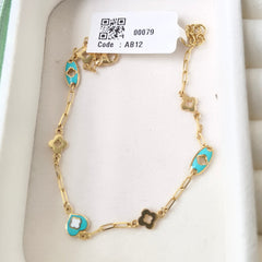 Enamel Floral Motif Bracelet 3.46 grams, 18KT Gold