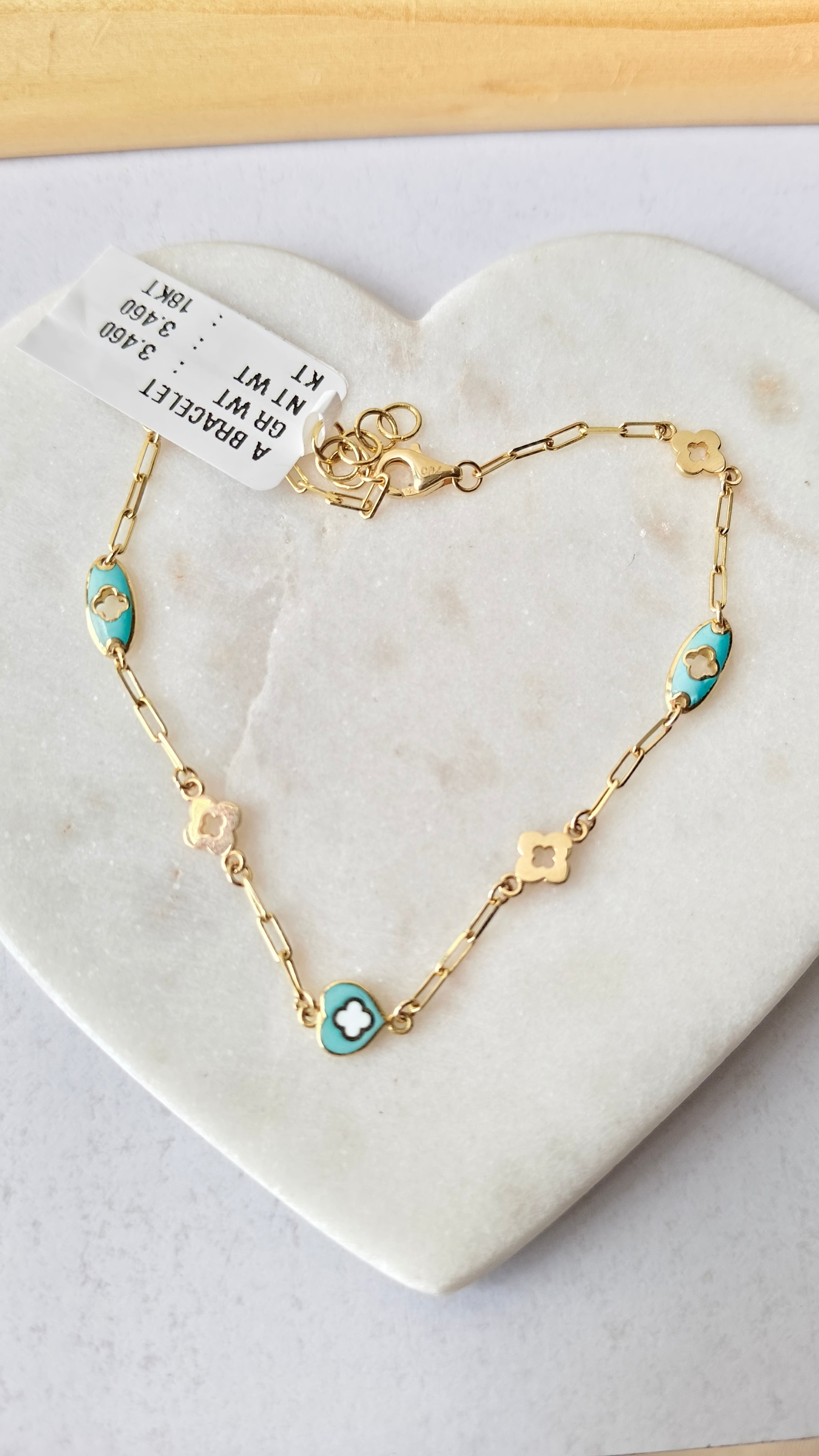 Enamel Floral Motif Bracelet 3.46 grams, 18KT Gold
