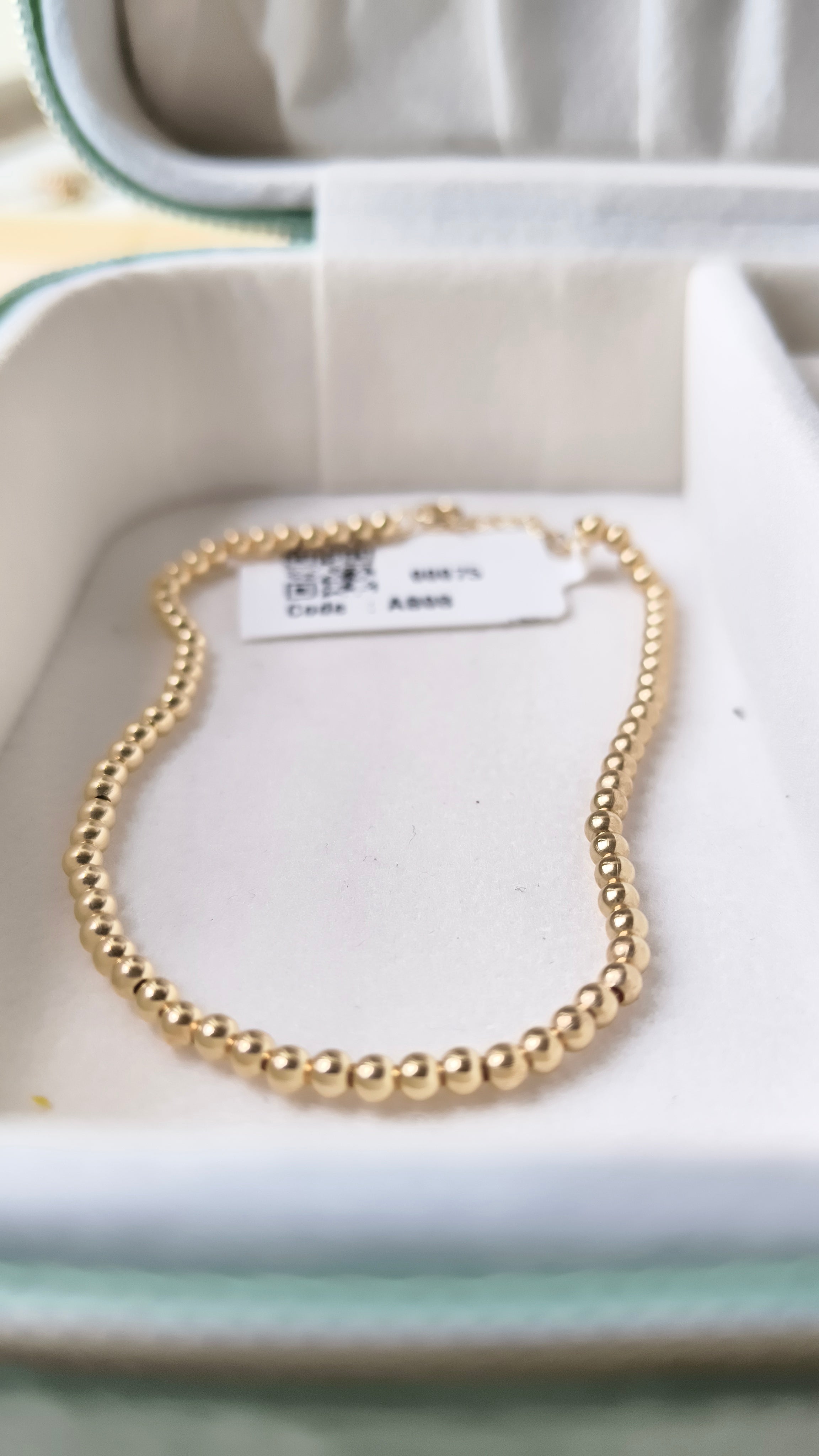 classic gold bead bracelet 1.25 grams, 18KT Gold