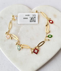 Multi-Color Evil Eye Bracelet 4.34 grams, 18KT Gold
