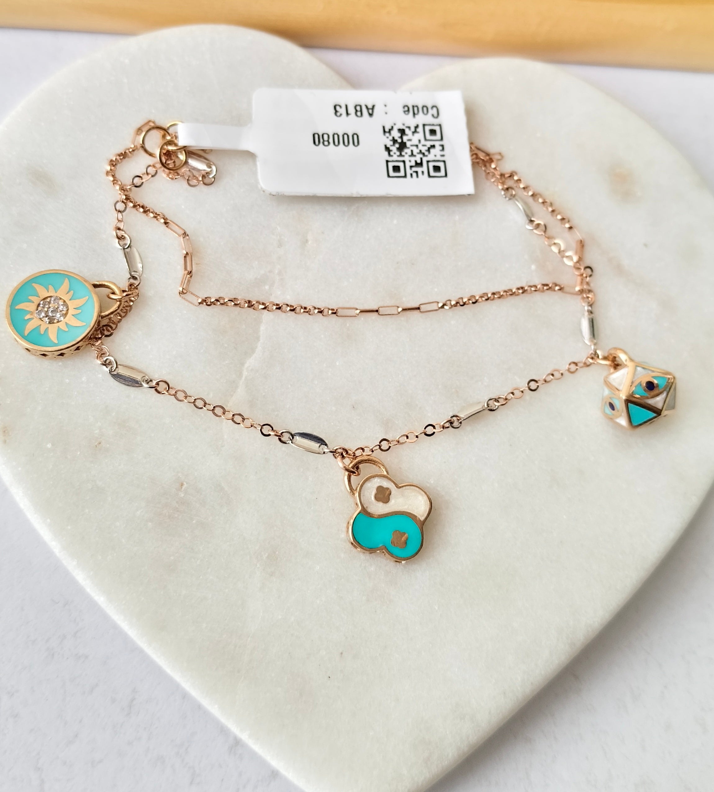 Layered Charm Bracelet 5.77 grams, 18KT Gold