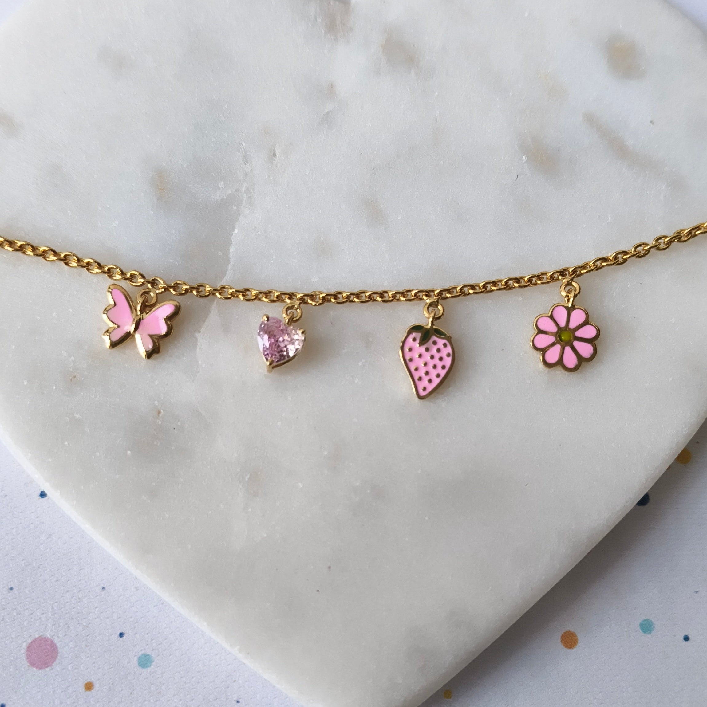 Strawberry Garden Charm Bracelet 3.51 Grams, 18KT Gold