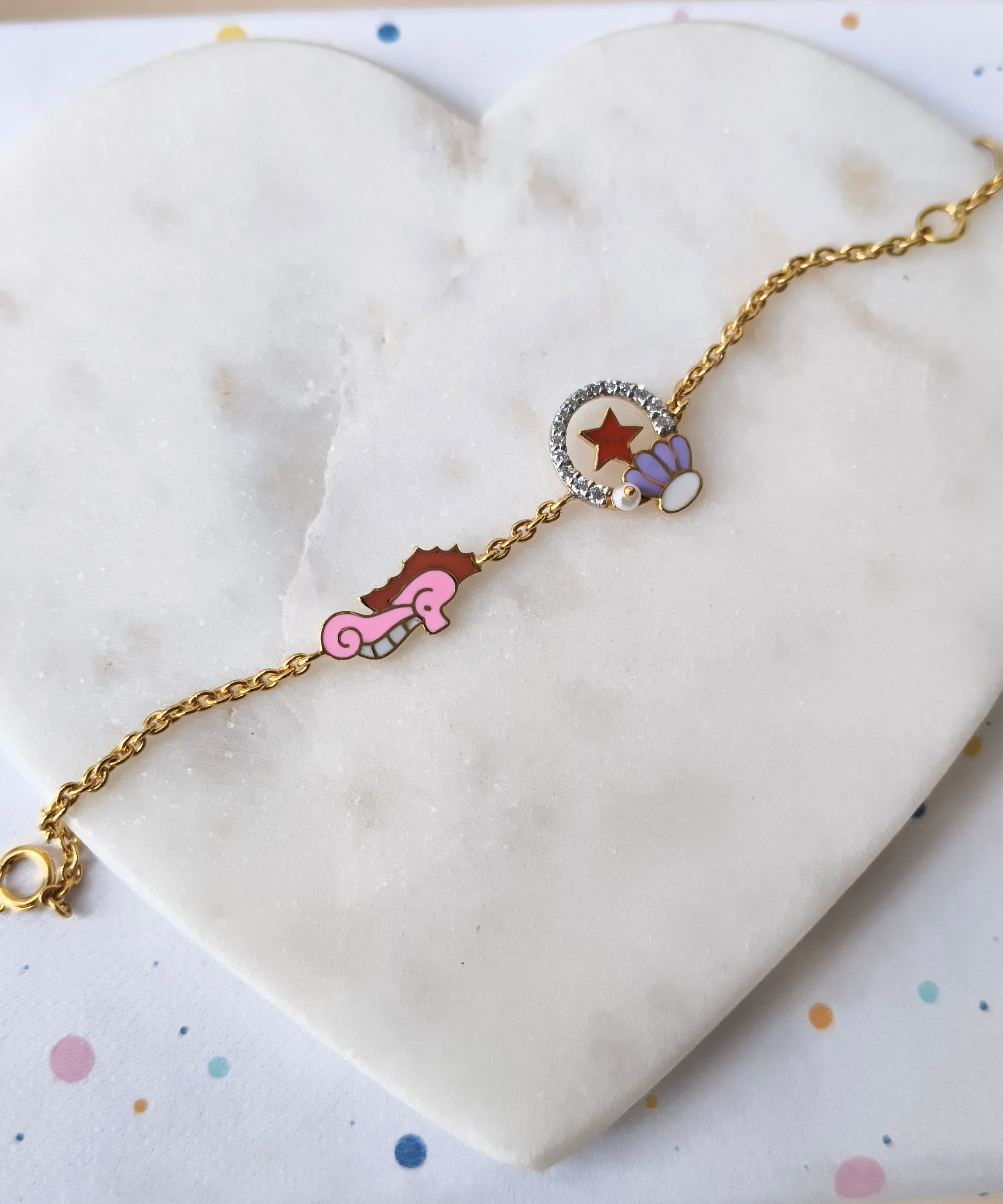 Undersea Magic Charm Bracelet 2.79 Grams, 18KT Gold