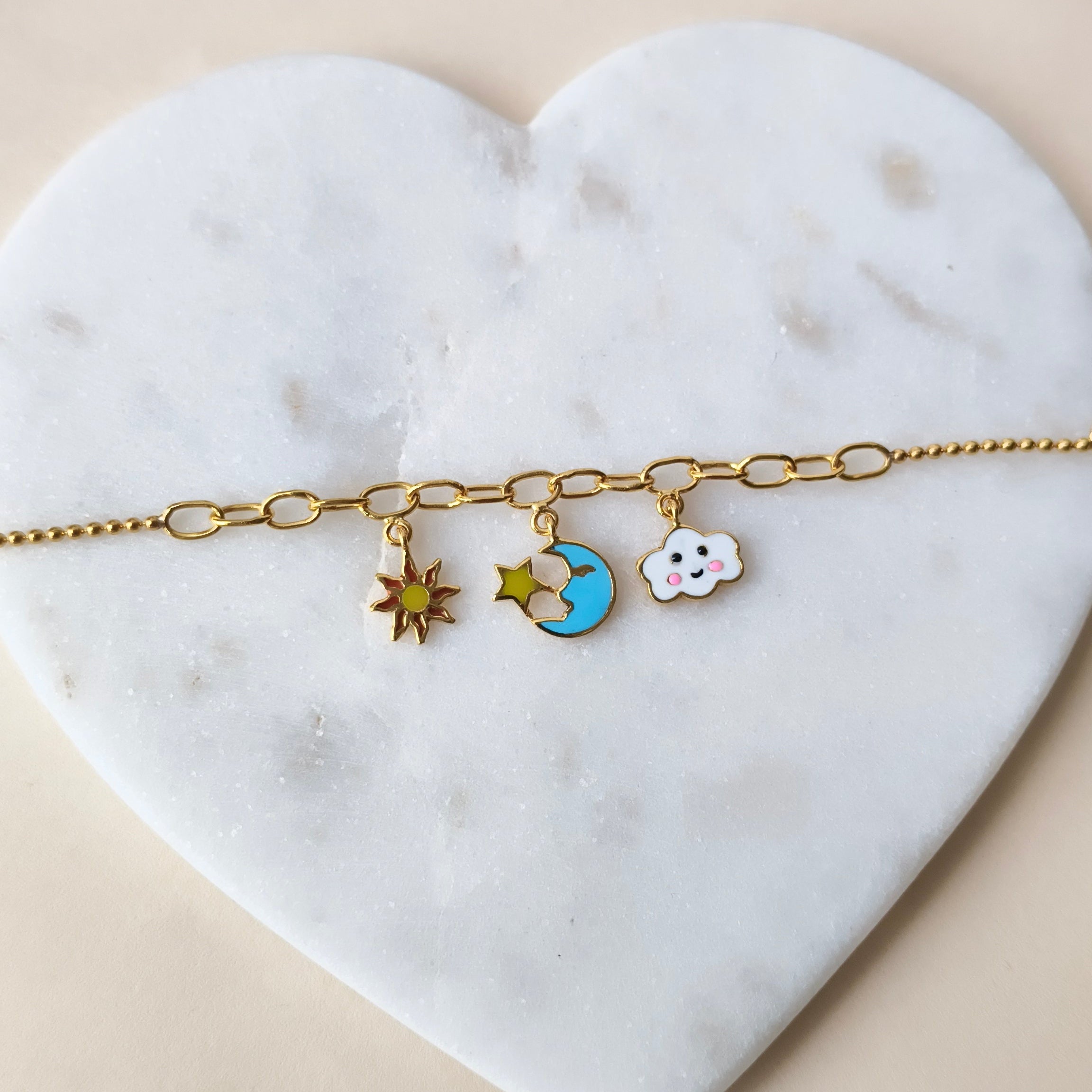 Sunshine Sky Charm Bracelet 3.1 Grams, 18KT Gold