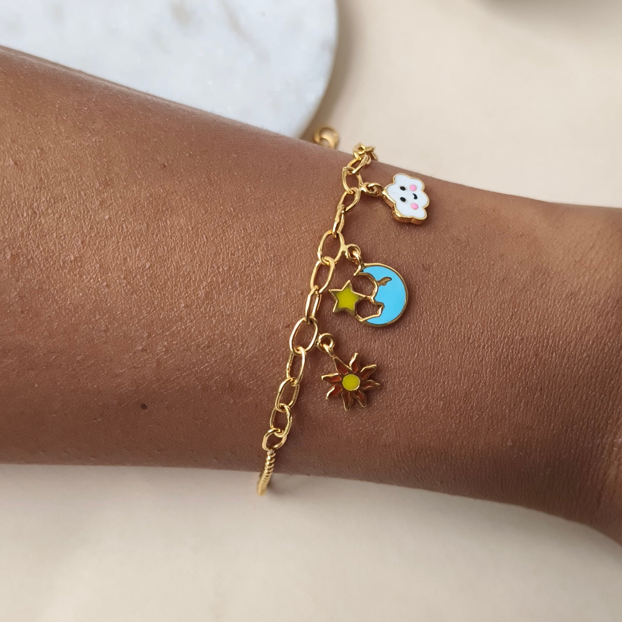 Sunshine Sky Charm Bracelet 3.1 Grams, 18KT Gold
