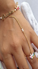 Butterfly and Unicorn Haath Phool 7 grams, 18KT Gold