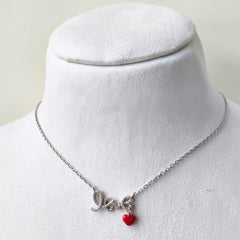 Love Script with Heart Necklace 3.64 Grams, Silver