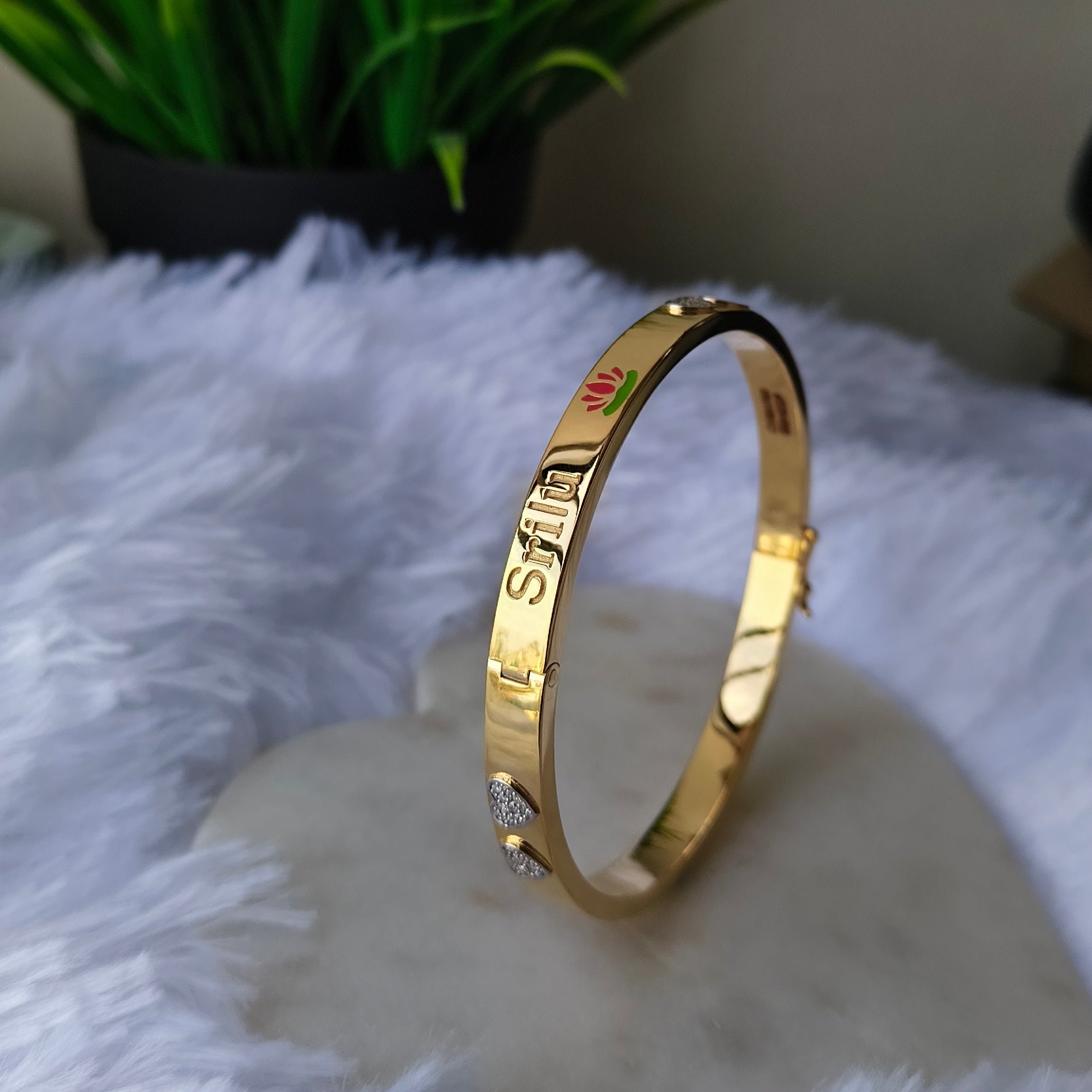 Personalized Diamond Kada 22 grams, 18KT Gold