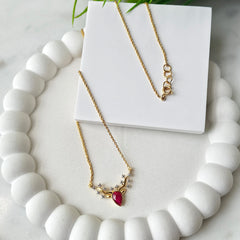 Ruby Reindeer Necklace 2.8 Grams, Silver