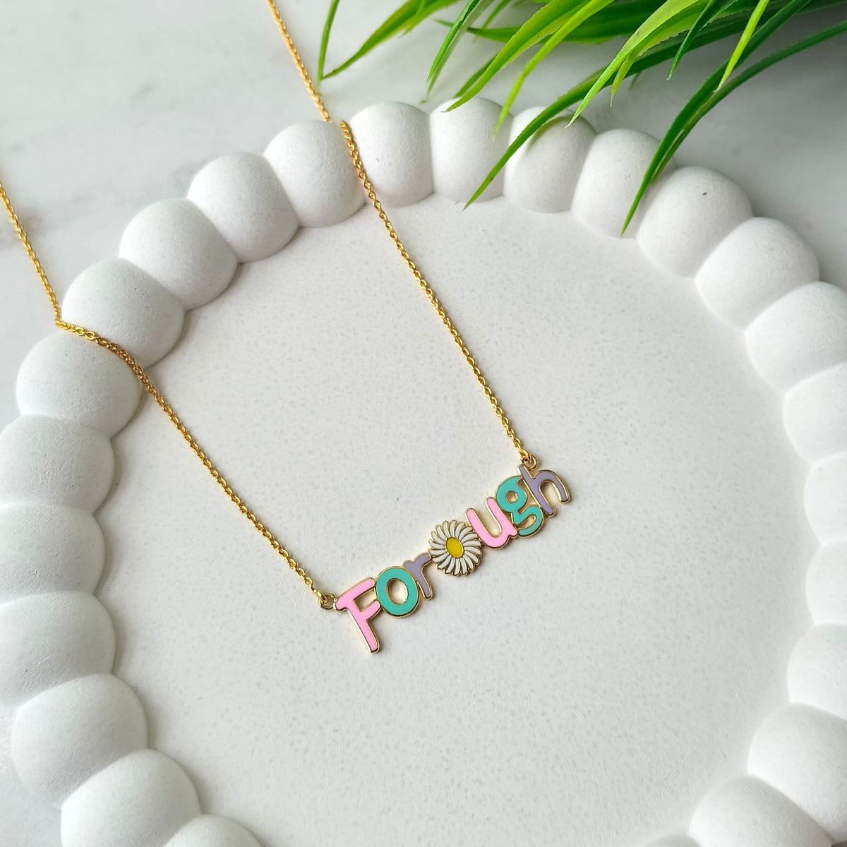 Forough Enamel Name Necklace 3.85 Grams, Silver