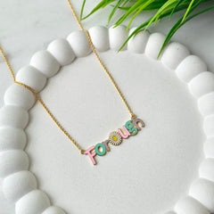 Forough Enamel Name Necklace 3.85 Grams, Silver